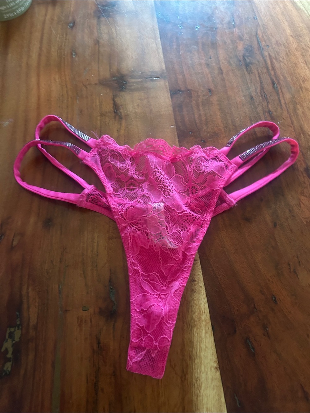 Victoria's Secret Hot Pink Lace Strappy Thong